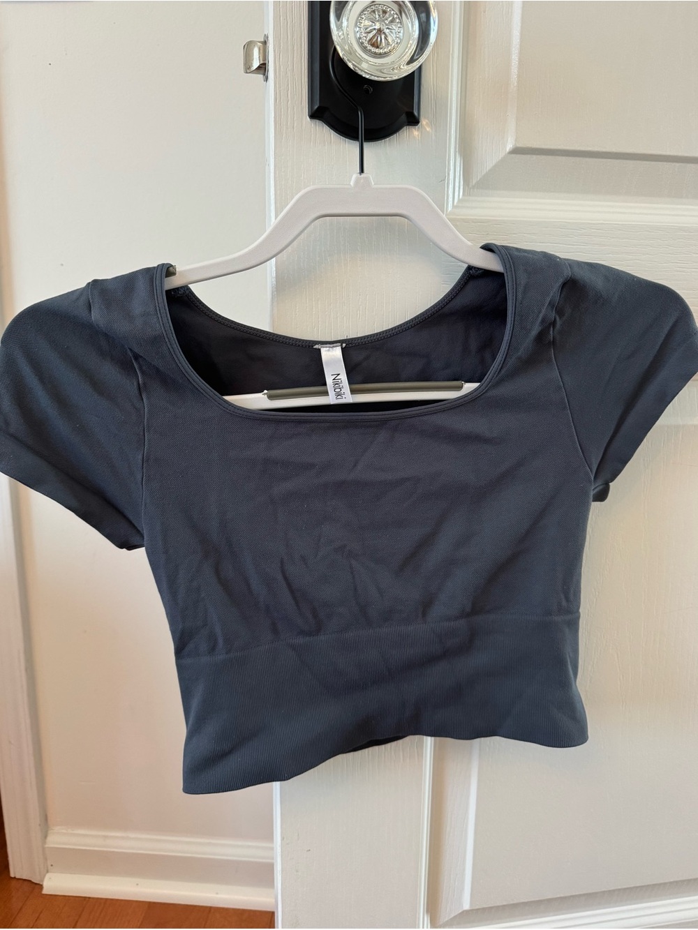 Nikibiki Charcoal Gray Scoop-Neck Crop Top